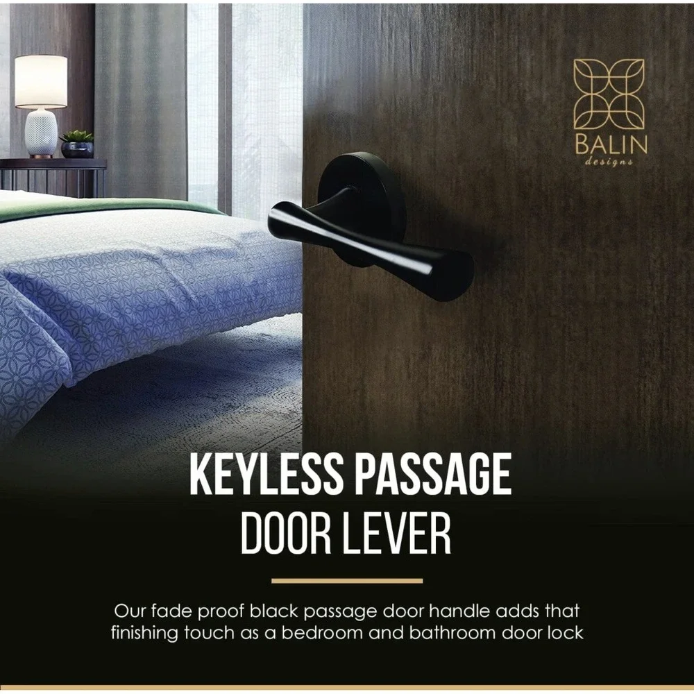 Door‎ Handle Set - No Lock Set - Interior Passage Door Lever - Black
